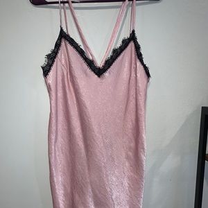Satin slip on dress in pink size medium